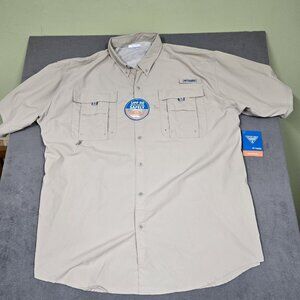 Columbia PFG Shirt Mens Size  2XT Lightweight Short Sleeve Vented Fishing Tan